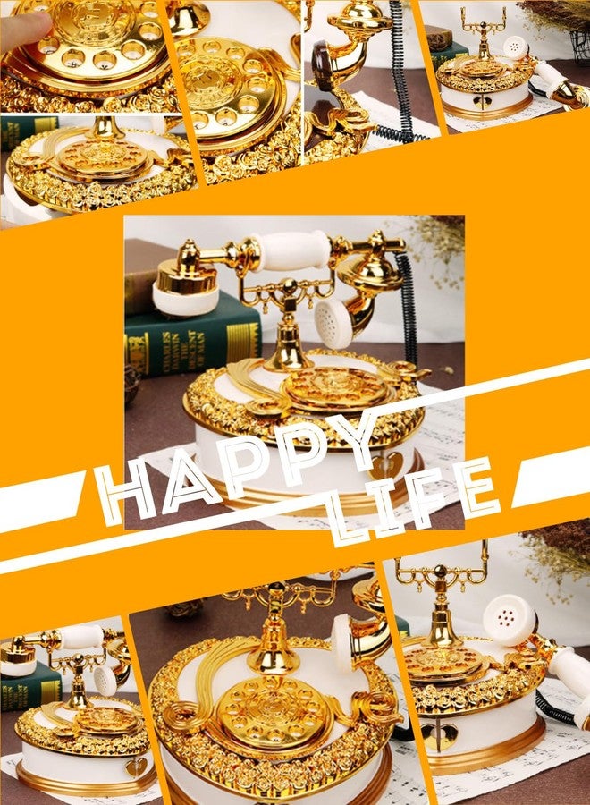 GracesDawn صندوق موسيقى هاتف عتيق من GracesDawn، قرص على شكل قلب، صندوق موسيقى هاتف بدرج، صندوق مجوهرات رائع، هدية مثالية للعطلات مقاس 7 بوصات (أبيض) - Image 4